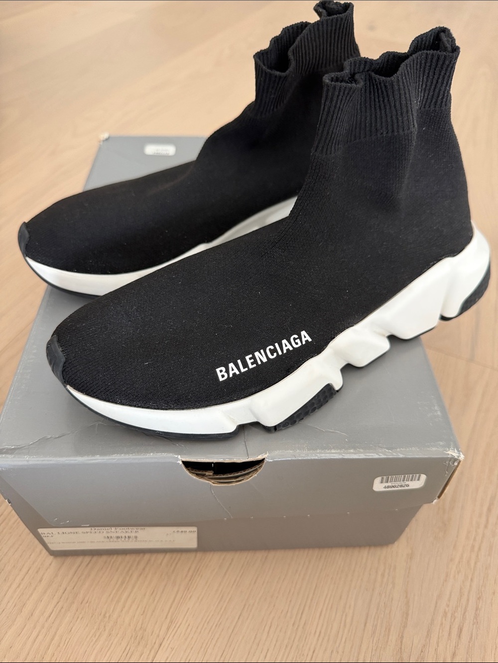 Balenciaga Black and White Sock-Style Speed Trainer Sneakers